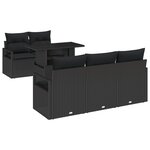 Ensemble de Canapé de Jardin de 6 Pièces avec Coussins Noir Poly Rattan