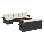 vidaXL Salon de jardin 11 Pièces avec coussins noir résine tressée