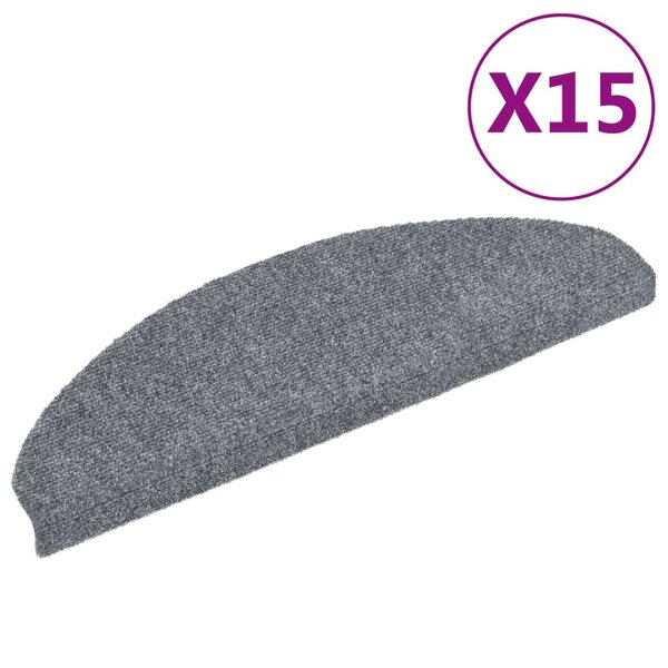 vidaXL Tapis d'escalier auto-adhésif 15 Pièces 65 x 21 x 4 cm Gris clair