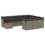 vidaXL Salon de jardin 11 Pièces avec coussins gris résine tressée