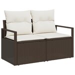 Canapés de Jardin 6 Pièces avec Coussins Marron Rattan