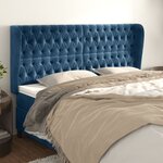 vidaXL Tête de lit avec oreilles Bleu foncé 183x23x118/128 cm Velours