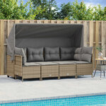 vidaXL Salon de jardin avec coussins 5 Pièces beige résine tressée