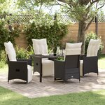 vidaXL Ensemble de mobilier de jardin 5 pièces avec coussins en rattan poly noir