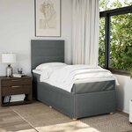 vidaXL Sommier à lattes de lit avec matelas Gris foncé 100x200cm Tissu