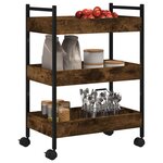vidaXL Chariot de cuisine chêne fumé 50x30x70 cm bois d'ingénierie