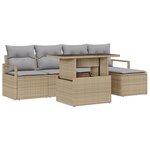 vidaXL Ensemble de Canapés de Jardin de 6 Pièces avec Coussins Beige Poly Rotin