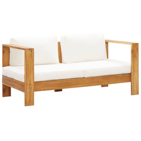 vidaXL Canapé de jardin avec coussin 140 cm Acacia solide Blanc crème