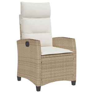 vidaXL Chaise de jardin inclinable et table d'appoint beige polyrotin