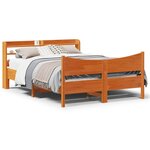 vidaXL Cadre de lit et tête de lit cire marron 150x200 cm bois de pin