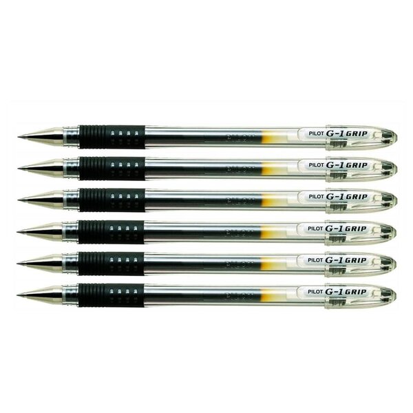 Stylo à bille G1 GRIP pointe fine encre gel noire x 6 PILOT