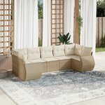 vidaXL Salon de jardin avec coussins 7 Pièces beige résine tressée