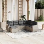 vidaXL Salon de jardin avec coussins 7 Pièces gris clair résine tressée