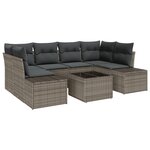 vidaXL Ensemble de Canapé de Jardin 7 pièces avec Coussins Gris Poly Rattan