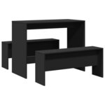 vidaXL Ensemble table à manger et bancs 3 Pièces noir bois d'ingénierie