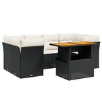 vidaXL Salon de jardin 7 Pièces avec coussins noir résine tressée