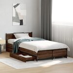 vidaXL Cadre de lit avec tiroirs sans matelas chêne marron 75x190 cm