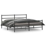 vidaXL Cadre de lit métal avec tête de lit/pied de lit noir 180x200 cm