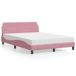 vidaXL Lit avec matelas rose 120x200 cm velours