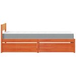 vidaXL Lit avec tiroirs/matelas cire marron 90x190 cm bois massif pin