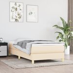 vidaXL Sommier à lattes de lit avec matelas Crème 100x200 cm Tissu