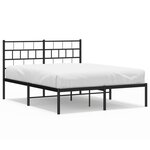 vidaXL Cadre de lit métal avec tête de lit noir 120x190 cm