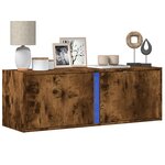 vidaXL Meuble TV mural avec lumières LED chêne fumé 100x31x35 cm