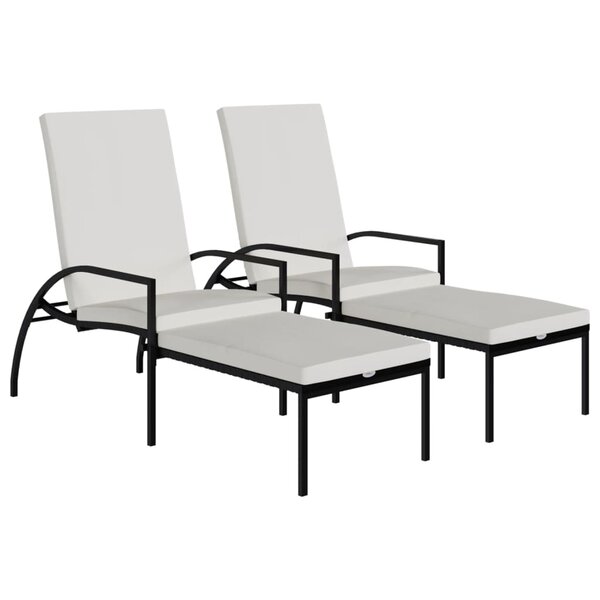 vidaXL Chaises longues avec repose-pied 2 Pièces Résine tressée Noir