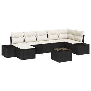 vidaXL Ensemble de canapé de jardin 7 pièces avec coussins en rotin poly brun