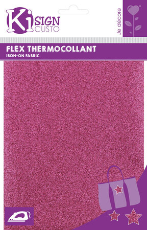 Tissu thermocollant pailleté Rose cerise