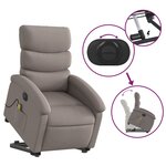 vidaXL Fauteuil inclinable de massage électrique Taupe Tissu