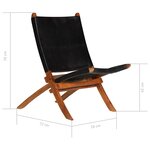 vidaXL Chaise de relaxation pliable Noir Cuir véritable