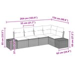 vidaXL Ensemble de Canapés de Jardin 5 Pièces avec Coussins Beige Poly Rattan