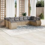 vidaXL Salon de jardin avec coussins 10 Pièces beige résine tressée
