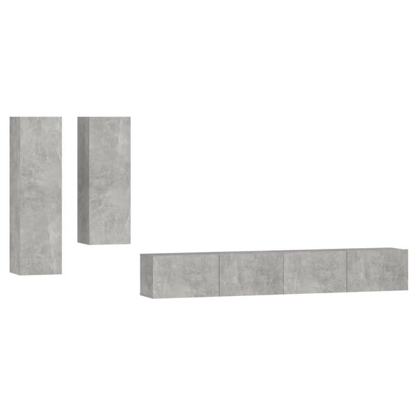 vidaXL Ensemble de meubles TV 4 Pièces Gris béton Bois d'ingénierie