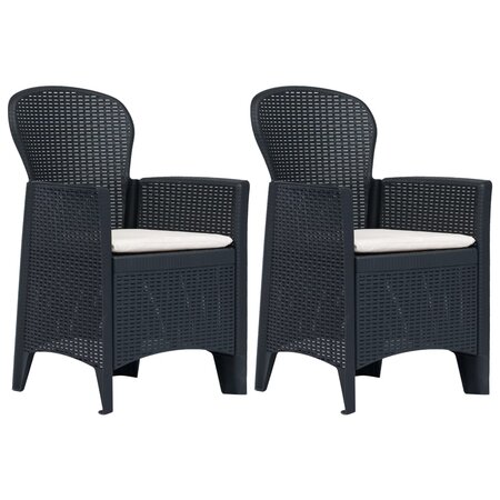 vidaXL Chaises de jardin 2 Pièces avec coussin Anthracite Plastique