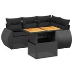 vidaXL Salon de jardin 5 Pièces avec coussins noir résine tressée