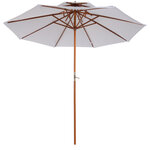 Parasol en bois peuplier droit 2 toit polyester 180 g/m² dia. 2 7 x 2 6H m blanc