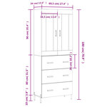 vidaXL Buffet haut Blanc 69 5x34x180 cm Bois d'ingénierie