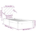 vidaXL Cadre de lit Noir 75x190 cm Petit simple Bois massif