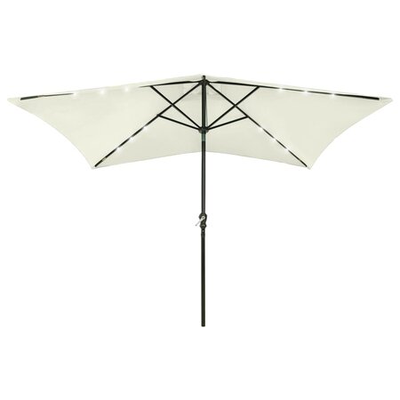 vidaXL Parasol avec LED et mât en acier Sable 2x3 m