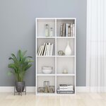 vidaXL Bibliothèque/Buffet Blanc brillant 66x30x130 cm Bois ingénierie