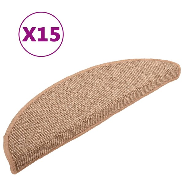 vidaXL Tapis de marches d'escalier 15 Pièces Marron foncé 56x17x3 cm