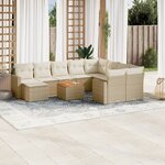 vidaXL Salon de jardin 11 Pièces avec coussins beige résine tressée