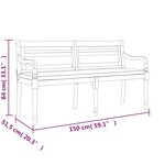 vidaXL Banc Batavia avec coussin 150 cm Bois de teck massif