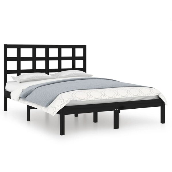 vidaXL Cadre de lit Noir Bois massif 140x190 cm
