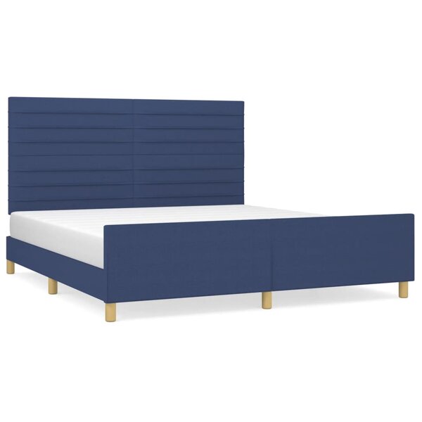vidaXL Cadre de lit avec tête de lit Bleu 160x200 cm Tissu