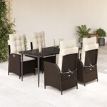 vidaXL Ensemble à manger de jardin 5 Pièces et coussins marron poly rotin