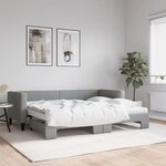 vidaXL Lit de jour avec gigogne et matelas gris clair 80x200 cm tissu
