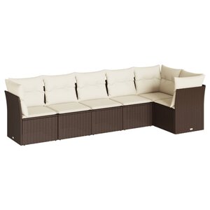vidaXL Salon de jardin avec coussins 6 Pièces marron résine tressée